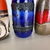 Set of Four Vintage Pottery Fat Lava Vases Made by Scheurich, Germany, 1970s