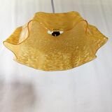 Hanging art deco glass of clichy yellow mustard
