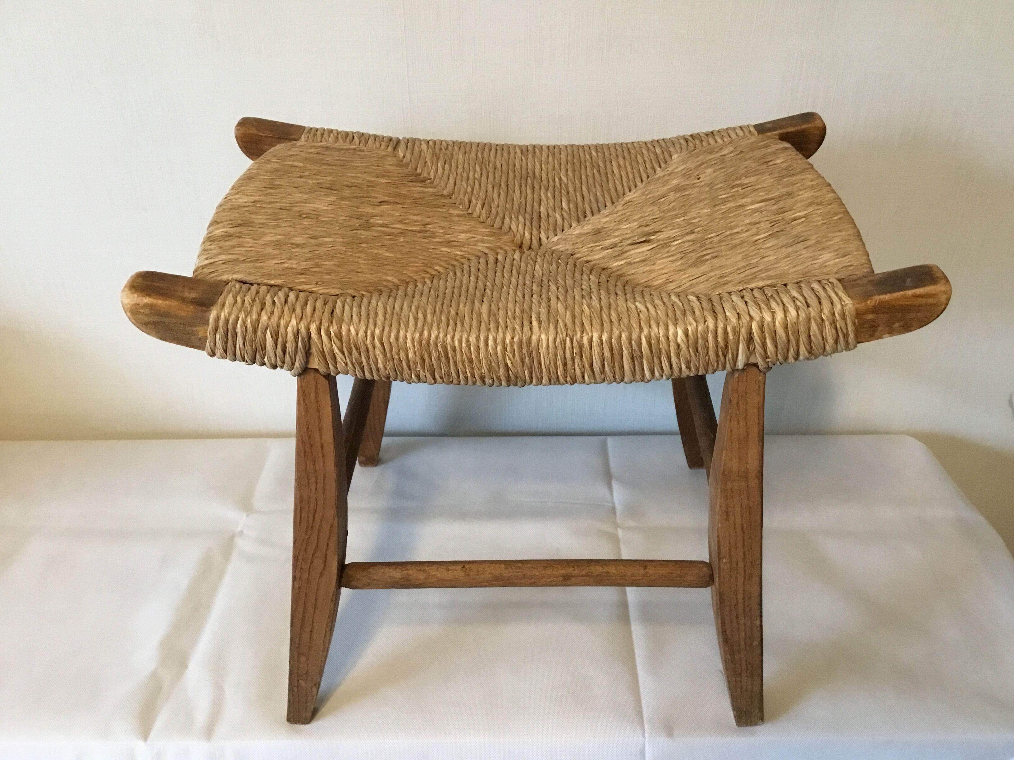 Stool straw Mid century Bull