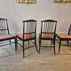 The Modernity, set of six chairs, model Charlotte, black lacquered wood.