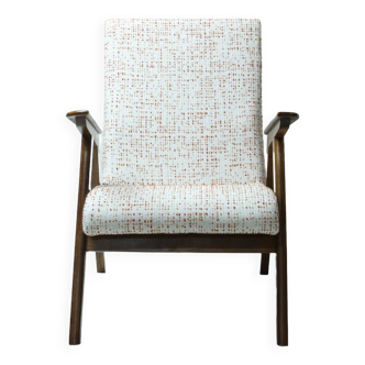 Fauteuil scandinave design space age bouclé à pois 1960 rénové chaise de salon style moderne