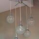 Suspension cascade with five globes and chrome metal / vintag years 60-70