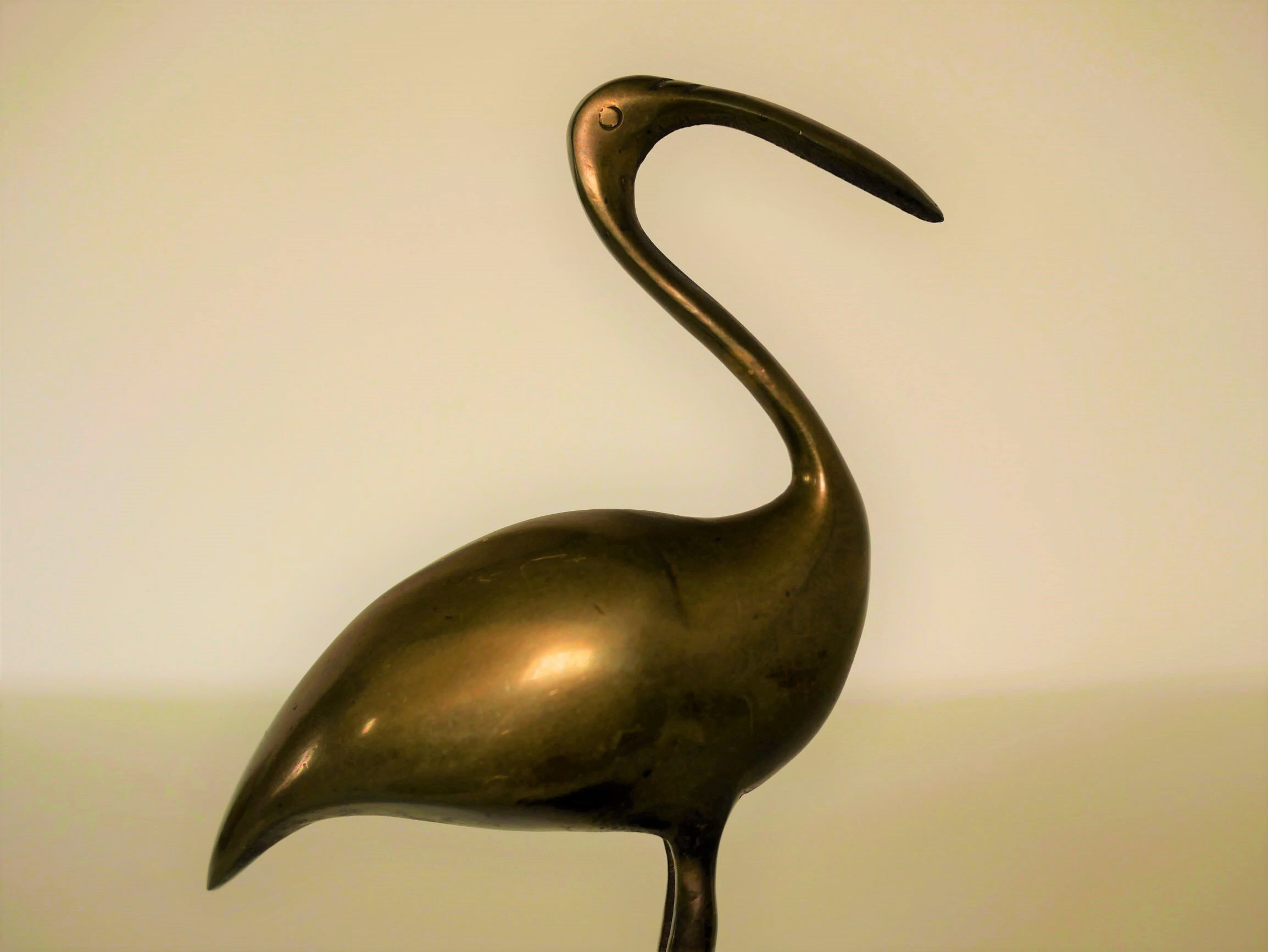 Vintage brass pink flamingo