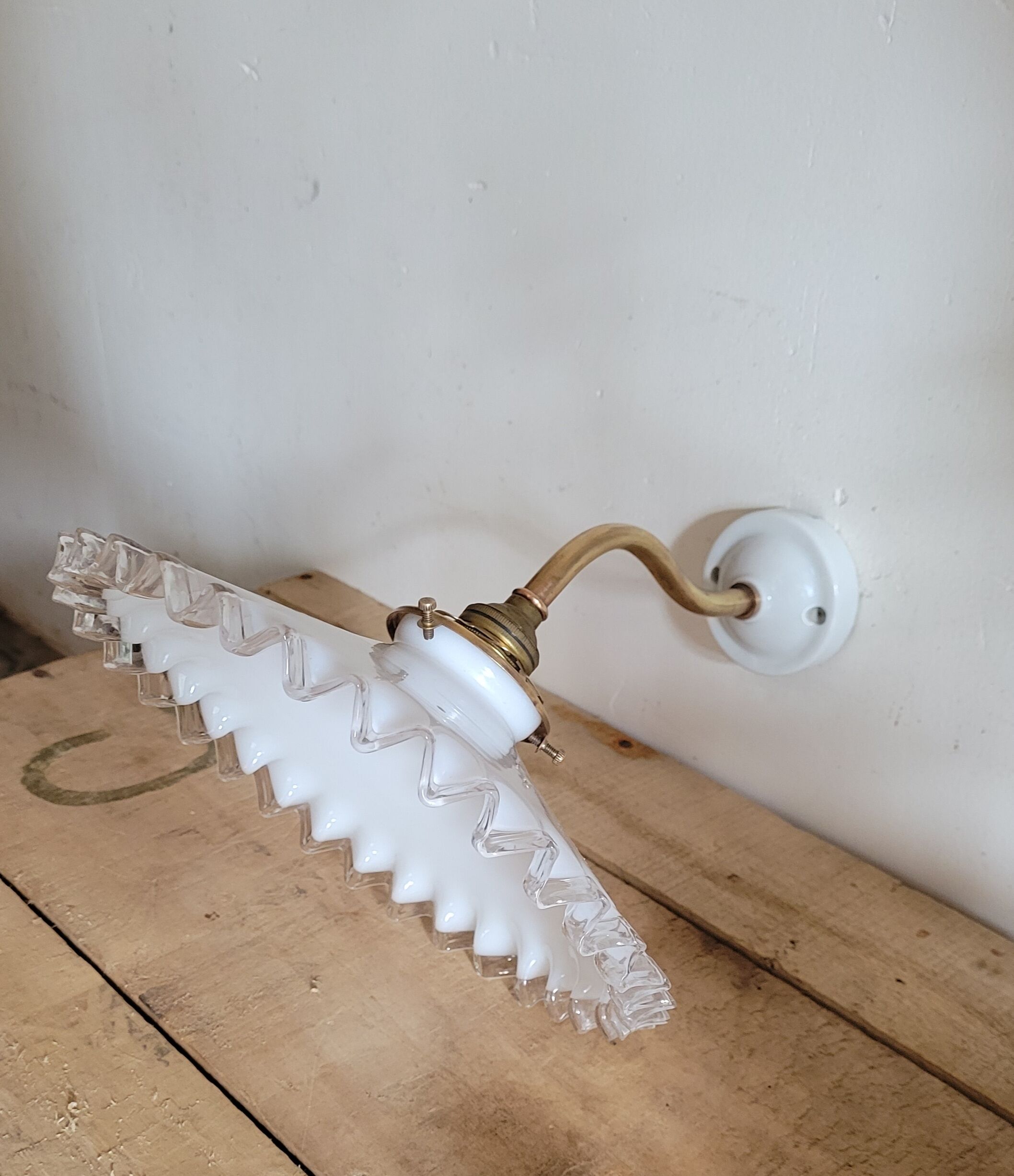 Gooseneck and opaline wall lamp