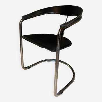 Italian leather Canasta chair by Arrben, 1970s