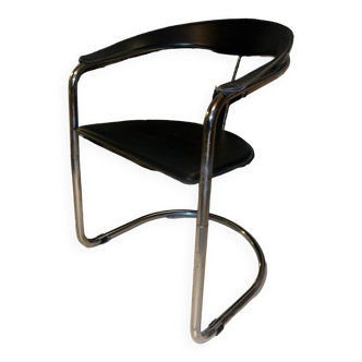 Italian leather Canasta chair by Arrben, 1970s