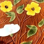1950s Large floral platter Sarreguemines France Glazed ceramic