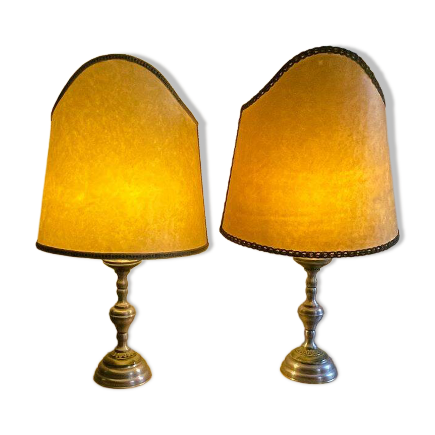 Pair of large Regency half shade buffet lamps