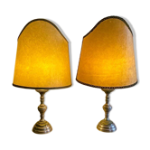 Pair of large Regency half shade buffet lamps