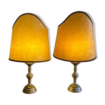 Pair of large Regency half shade buffet lamps