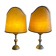 Pair of large Regency half shade buffet lamps