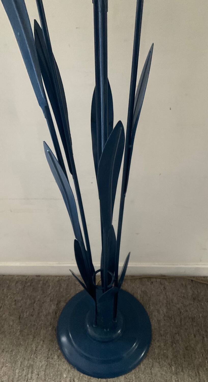 Vintage floor lamp 5 lamps in opaline and blue metal
