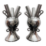 2 Large Vintage Vases • Chrome Ceramic • XXL • 1990