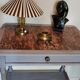 Restored old side table with marble