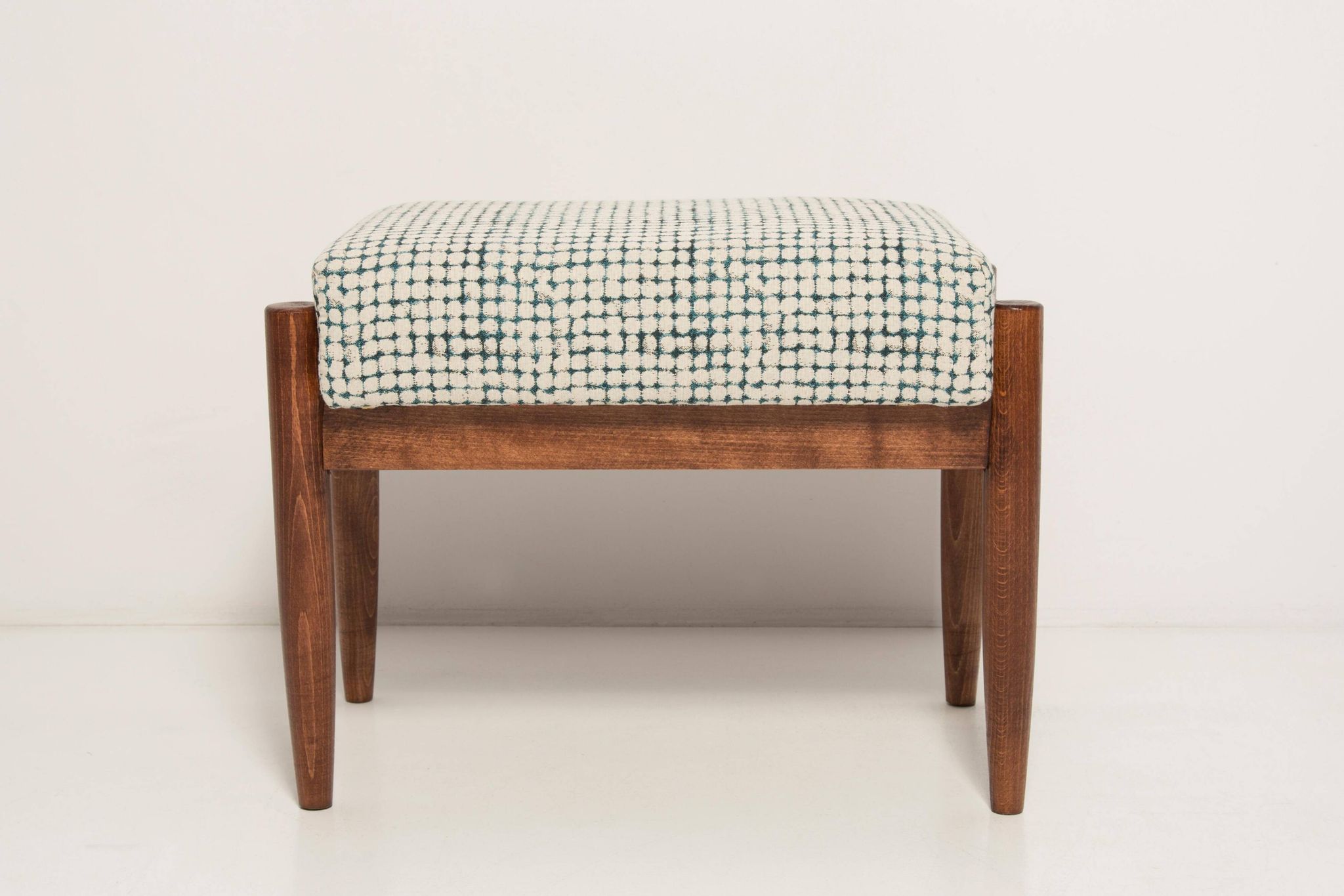 Vintage white and aqua mid-century stool, Edmund Homa, 1960s