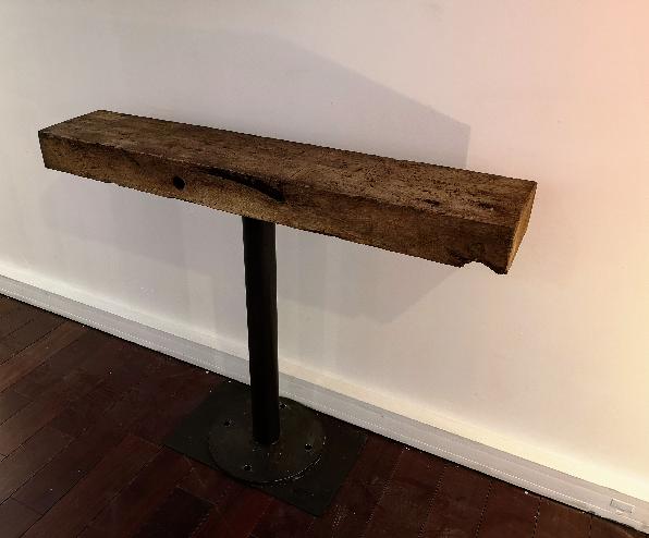 Metal console and old industrial wood