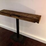 Metal console and old industrial wood