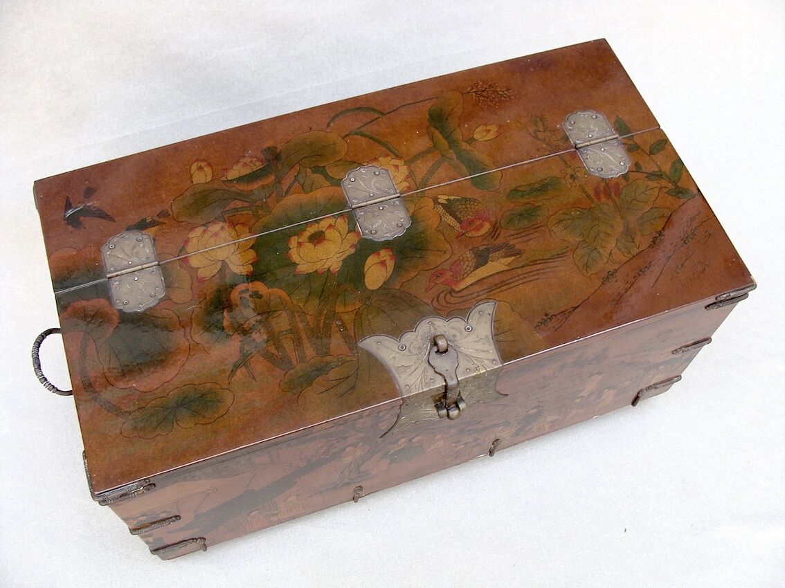 Vintage wood and metal chest