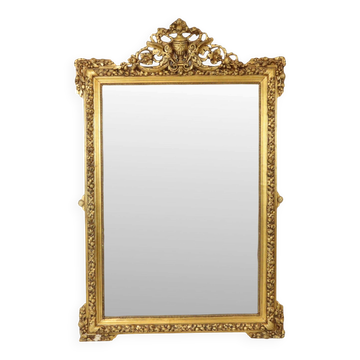Miroir biseauté doré français antique XL