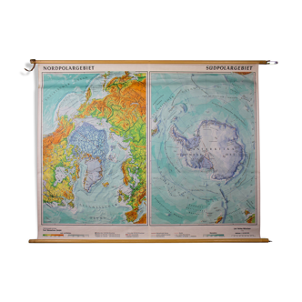 Affiche pédagogique pôle Nord, pôle Sud 1969
