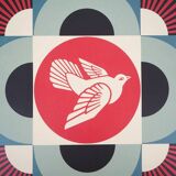 Shepard Fairey : Geometric Dove Blue, sérigraphie originale signée