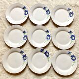 Assiettes à dessrt vintage fleur bleue
