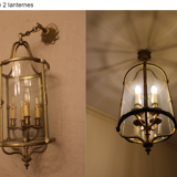 Set of suspension old brass lantern 4 fires