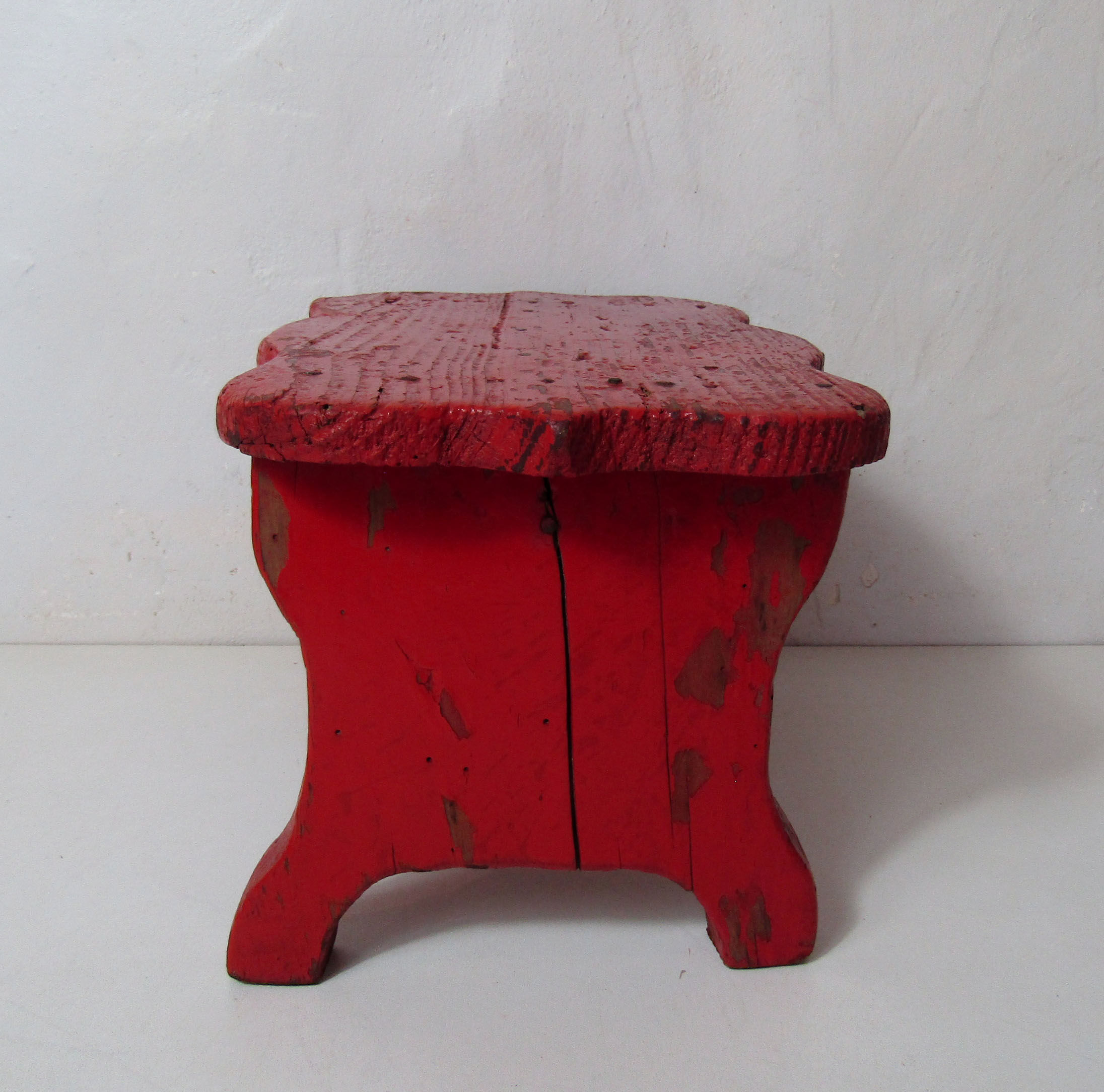 Old wooden bench red vintage vermilion