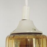 Vintage French signed Vianne amber glass ceiling light with floral decoration 4523