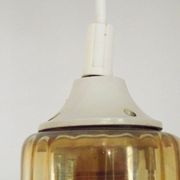 Vintage French signed Vianne amber glass ceiling light with floral decoration 4523