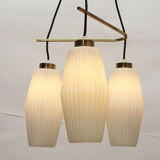 1950s Italian triangle lamp in brass and opalglass