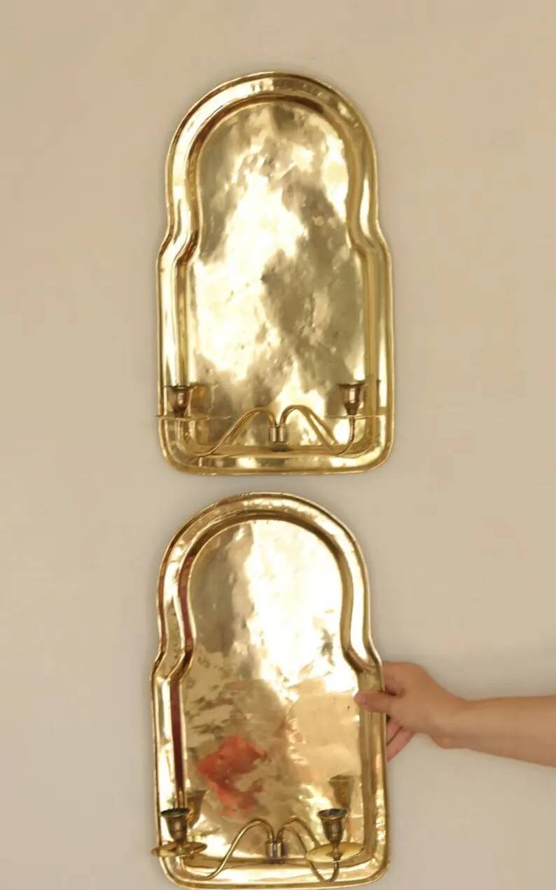 Pair of Swedish Mid Century Brass Wall Sconces