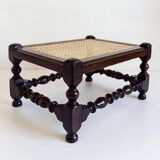 Antique Belle Epoque Oak Wood and Cane Footstool/ Occasional Table, late 19th-C