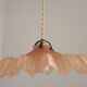 French Vintage 1930s Pink Frilled Glass Shade Hanging Light Brass Fittings