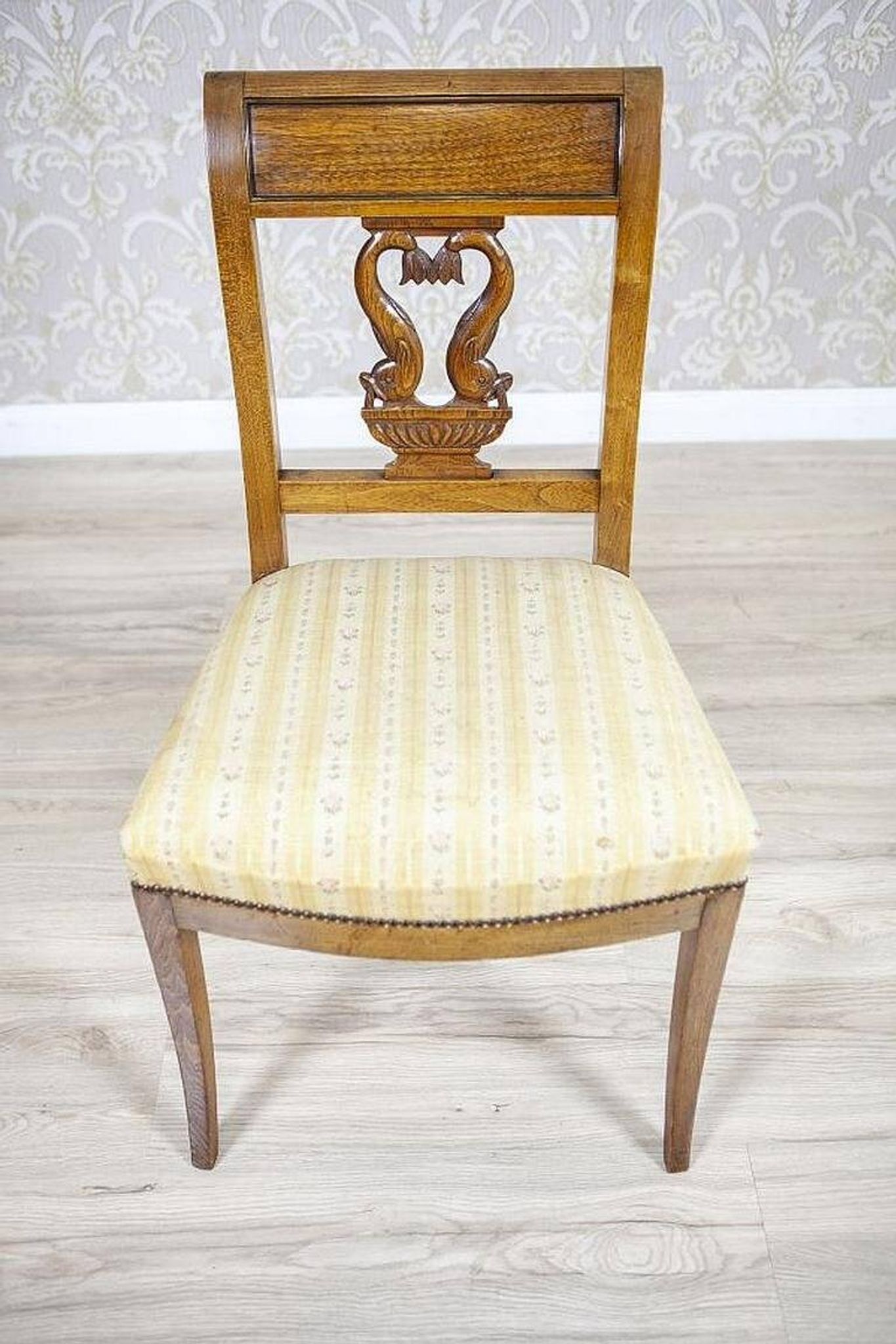 Set of 2 Ash Chairs in White Upholstery, 1950s