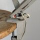 Lampe vintage 1970 d'architecte Ledu gris perle bureau - 80cm
