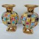 PAIR OF CERAMIC VASES DOREE, POLYCHROME, VINTAGE ITALY 60'S