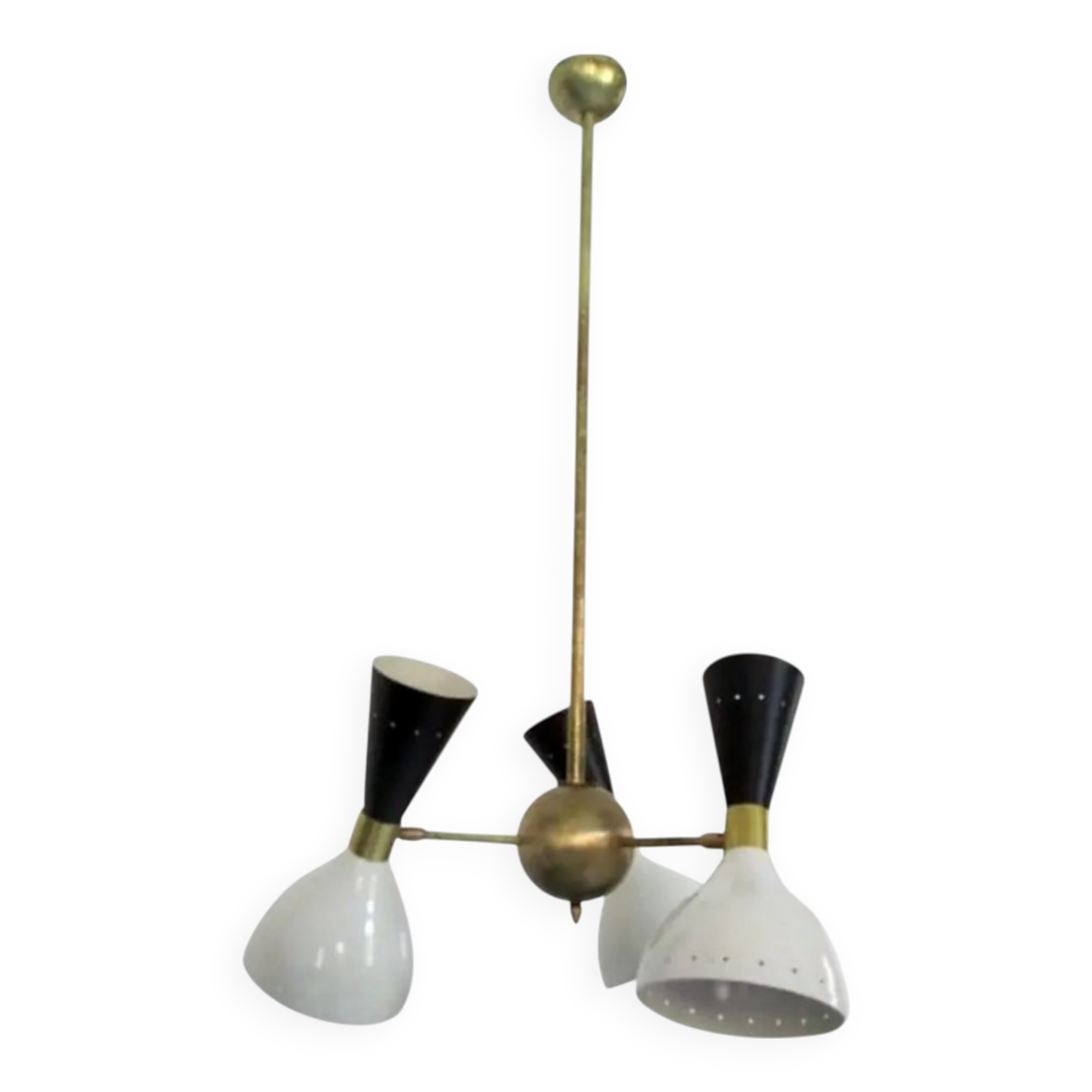 Moonlight 3-arm chandelier in white and black