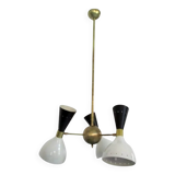 Moonlight 3-arm chandelier in white and black