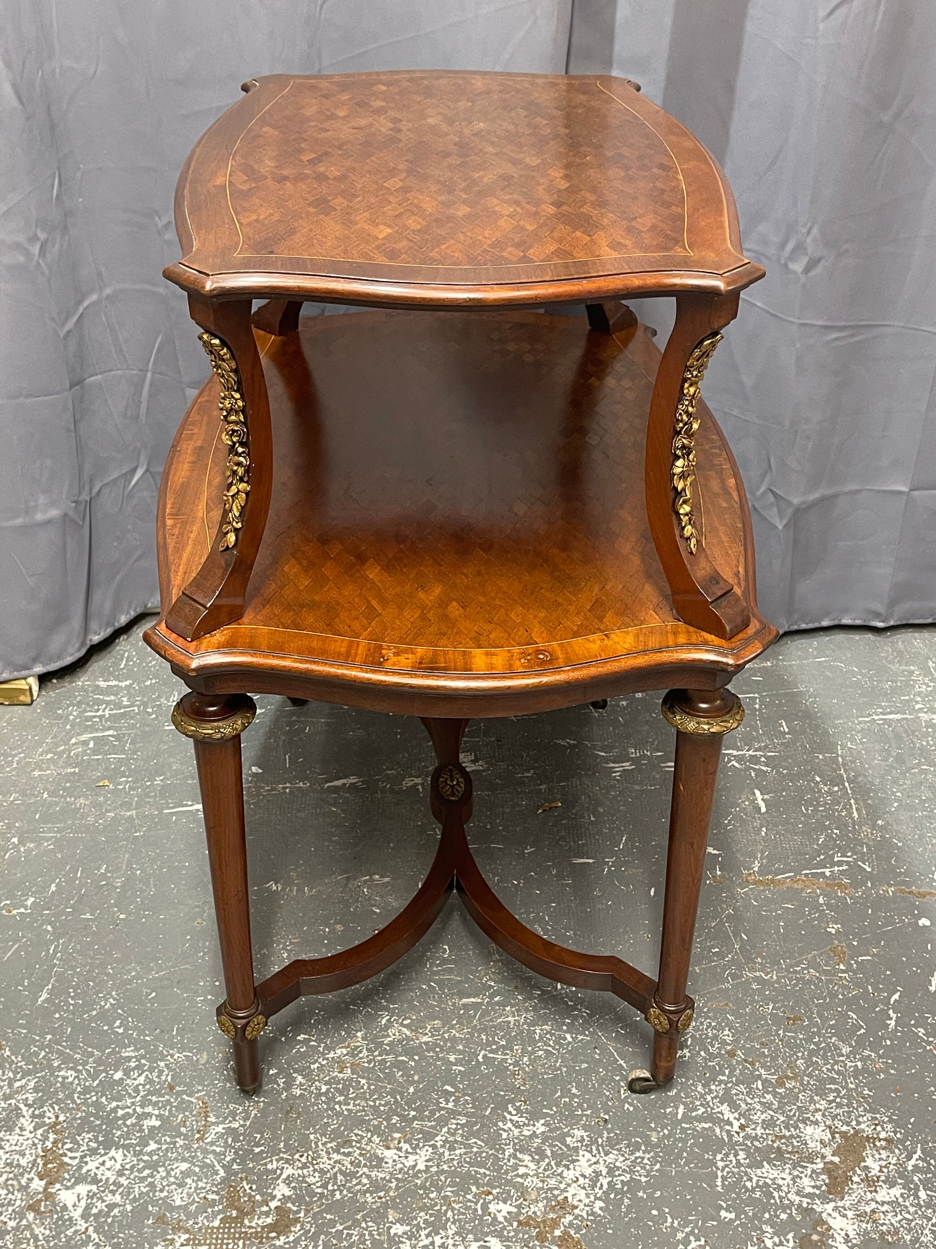 Tea table, marquetry living room table, early 20th century