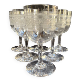 Lot de 6 verres à vin du Rhin Baccarat