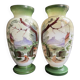 Paire de grands vases en opaline décorés main avec marques au talon – Napoléon III