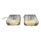 Pair of honey-colored ceiling lights