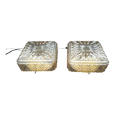 Pair of honey-colored ceiling lights