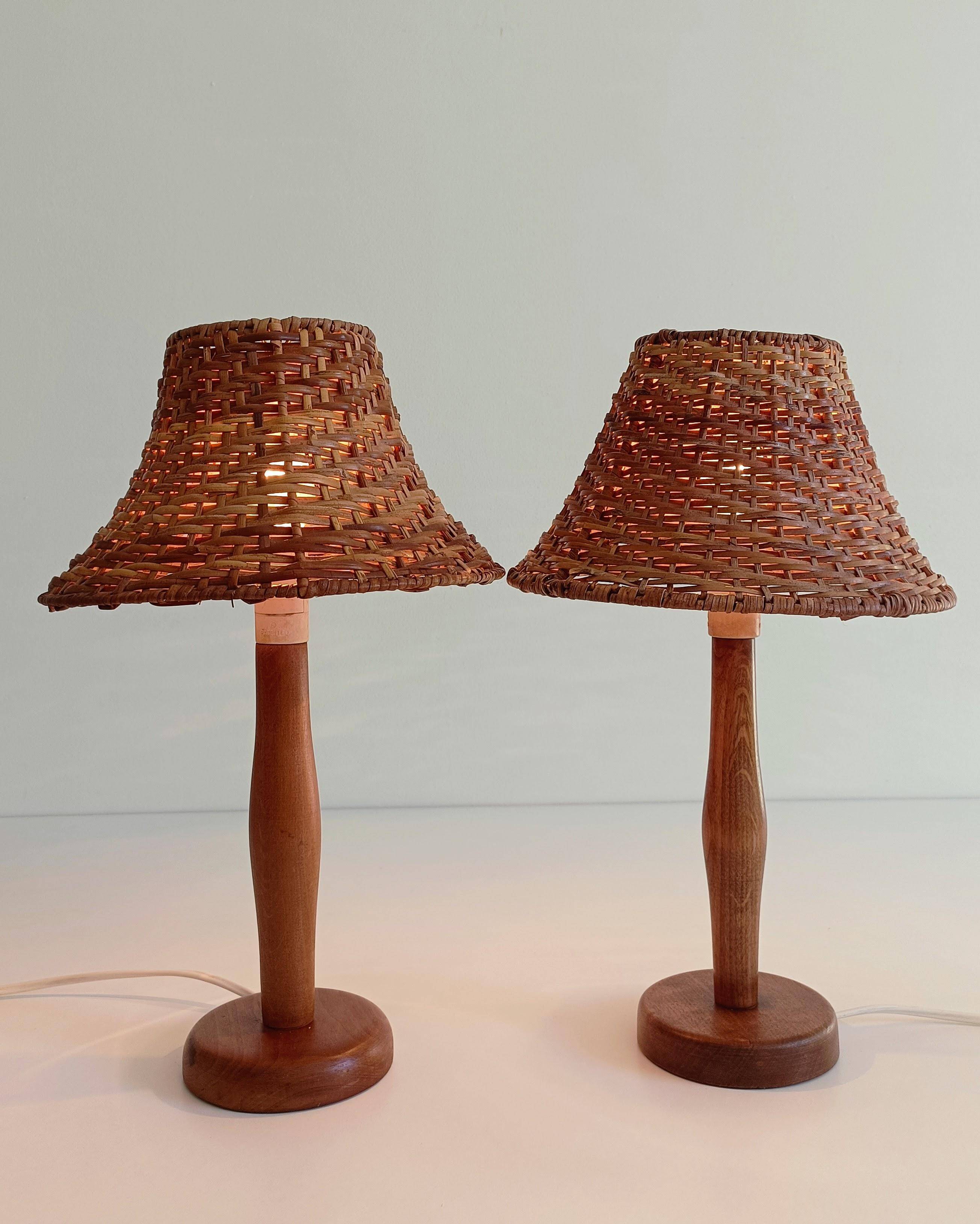 Pair of 1960s Swedish Pine Table Lamps by Ikea — Mid-Century Organic Modern