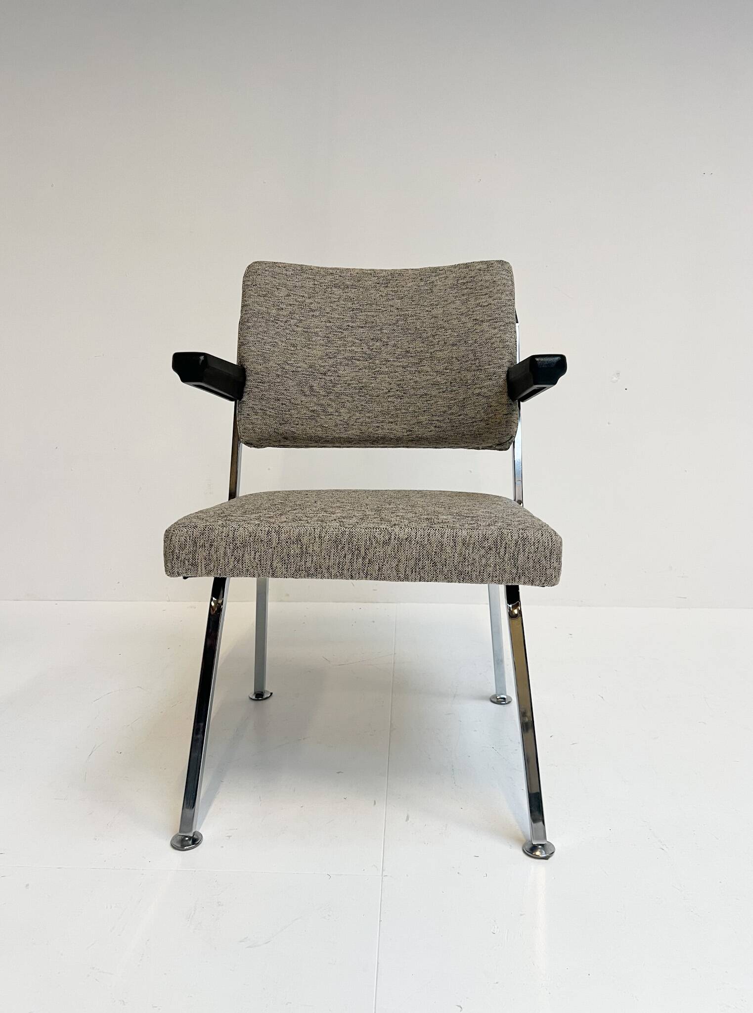 Gray upholstered designer armchair attributed to Gispen, 1960s