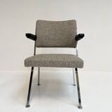 Gray upholstered designer armchair attributed to Gispen, 1960s