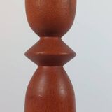 Vintage pair of sculptural teak candlesticks in Scandinavian style.