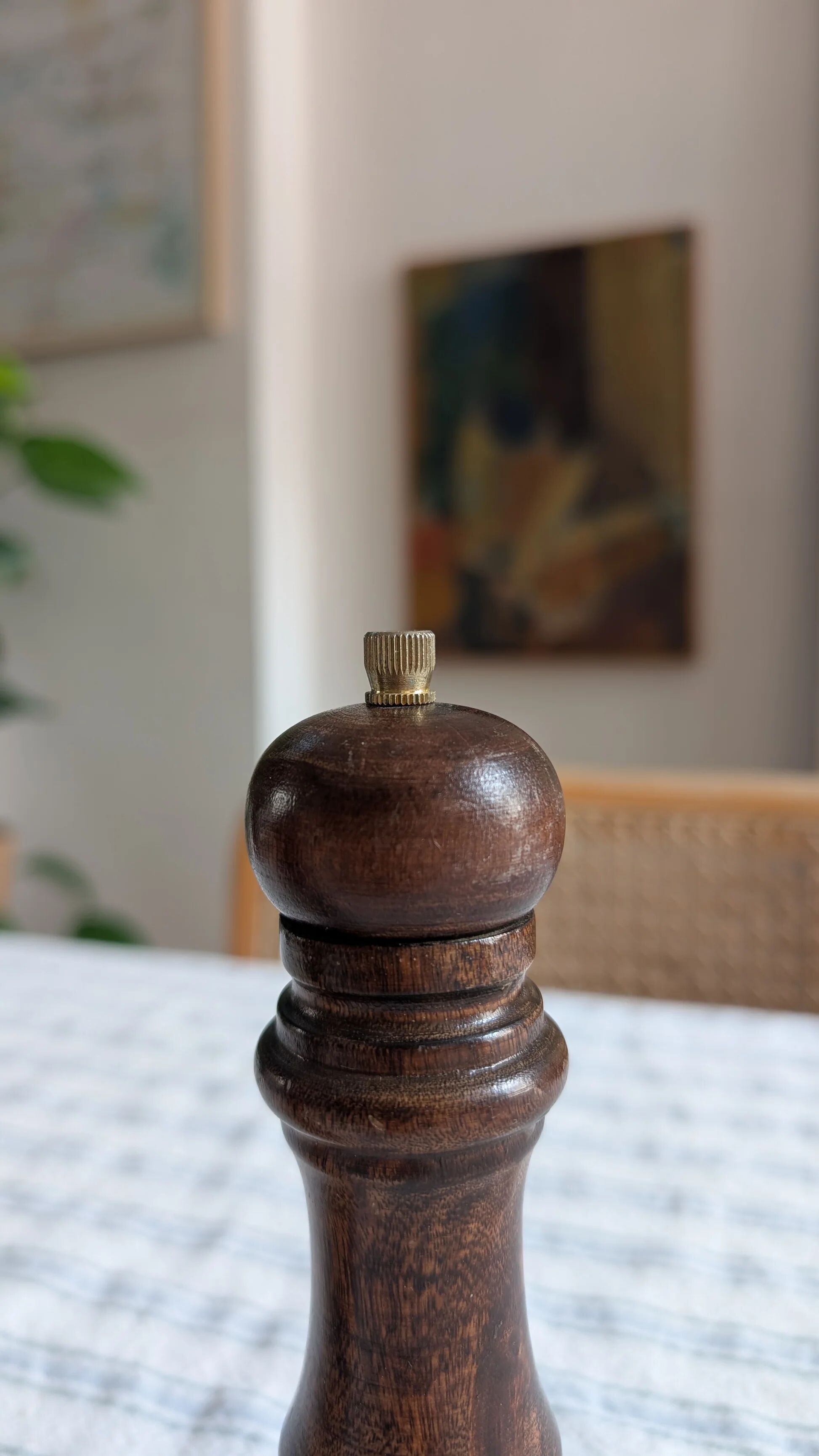 Pair of turned wooden salt and pepper mills