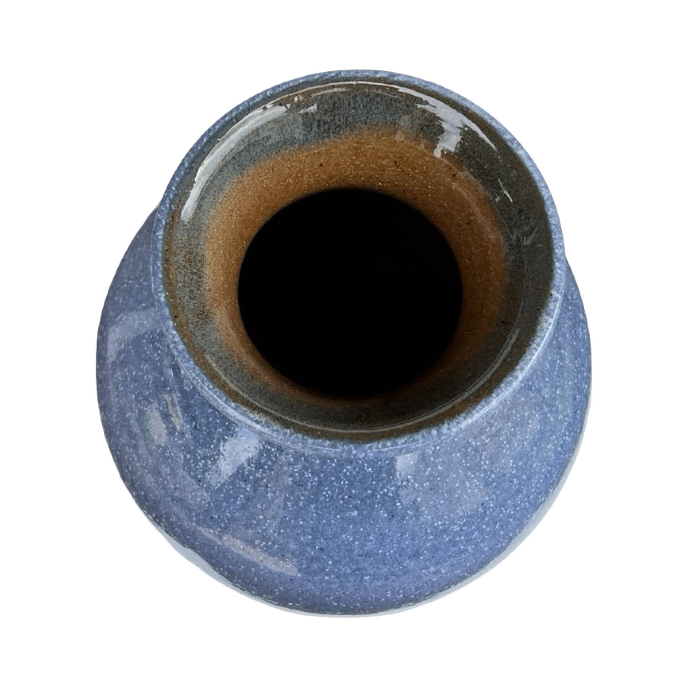 Vintage blue ceramic vase – reactive glaze, Germany, 1960s/1970s.